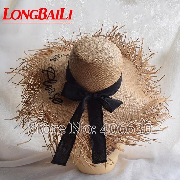 

summer fashion straw sun please letter beach hats for women large brim floppy hat female swds0351, Blue;gray