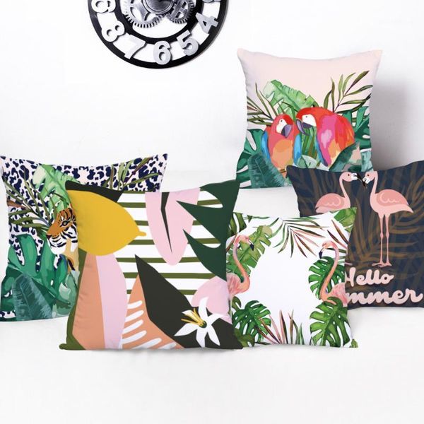 

colorful flamingo pillow cover tropical jungle cushion case nordic decor cushions throw pillows covers home sofa cases kissen1