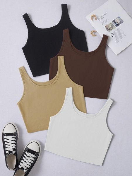 

4 pack solid tank w0xv#, White