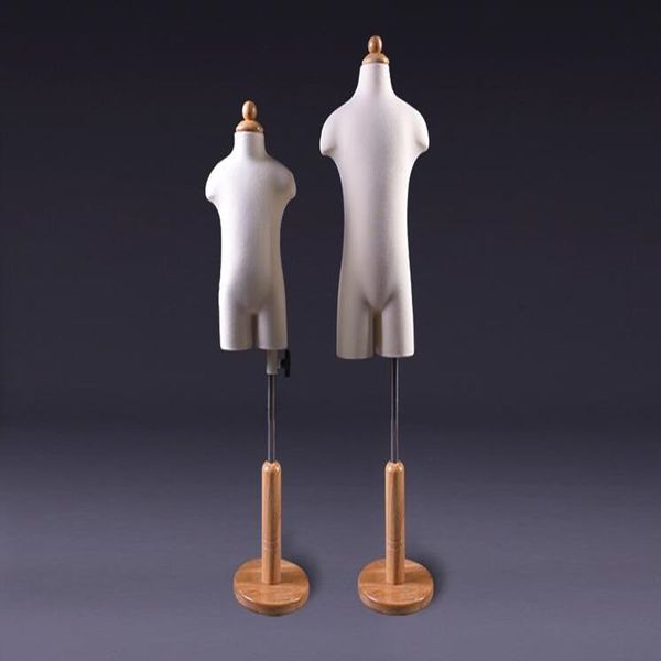 Due stili bambino mezzo busto bambino realistico 1pc manichini corpo display base in legno circolare fai da te xiaitessile tessuto abiti flessibili panno, D340