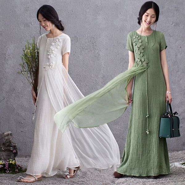 

summer new women's fashion dress sweet and elegant short sleeve embroidered cotton skirt