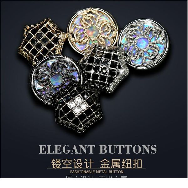 

3pcs 18mm 25mm rhinestone hollow metal buttons for clothing women fashion coat decorative button cover fancy ne bbyfhn, Blike;white