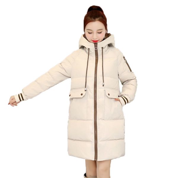 

winter parkas women down jacket mid-length student plus sizethicken loose cotton coat female hooded outerwear t376, Black