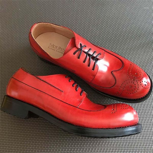 

sipriks mens wing tip dress shoes italian red calf leather round toe shoe male leather sole wedding shoes formal gents suits 451, Black