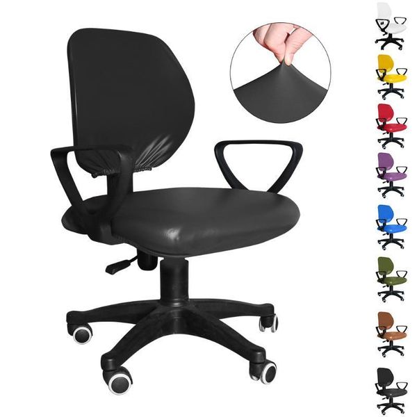 

chair covers leather pu computer cover slipcover split office seat case waterproof stretchÂ spandex d301
