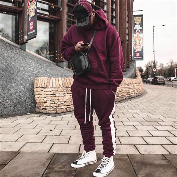 

spring and autumn classic men's high street style side stitching lace-up cotton sweatpants couple sports long pants, Black