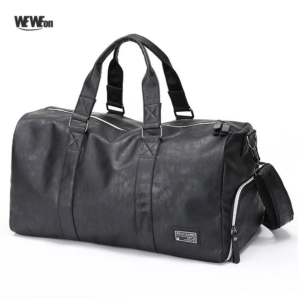 Bolsa de Treinamento de Ginásio de Couro Menina PU Sport Tote para Fitness Com Sapatos Compartimento Militar Músculo Durável Viagem / Bagagem Q0113