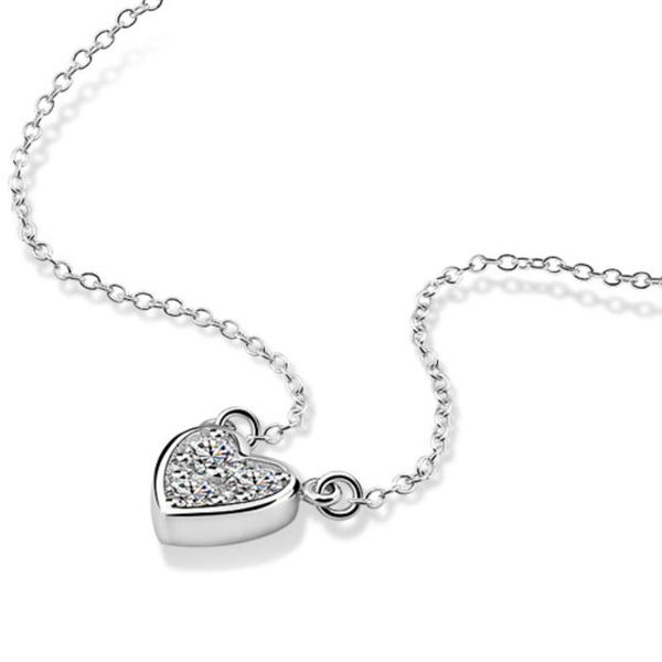 

romantic real 925 sterling silver fashion hearts-shaped shining zircon pendant necklace for women fantastic life wedding jewelry