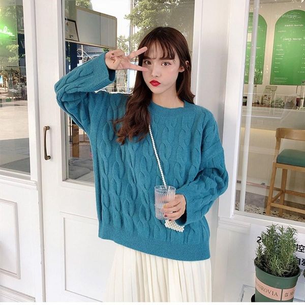 

women sweaters knit pullover c.h.i.c fashion women's korean college style vintage short harajuku winter new loose twist wild1, White;black