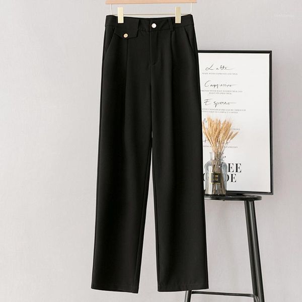 

women suit pants 2021 spring autumn high waist simple elegant office lady black loose long trousers vestodo1 women's & capris, Black;white