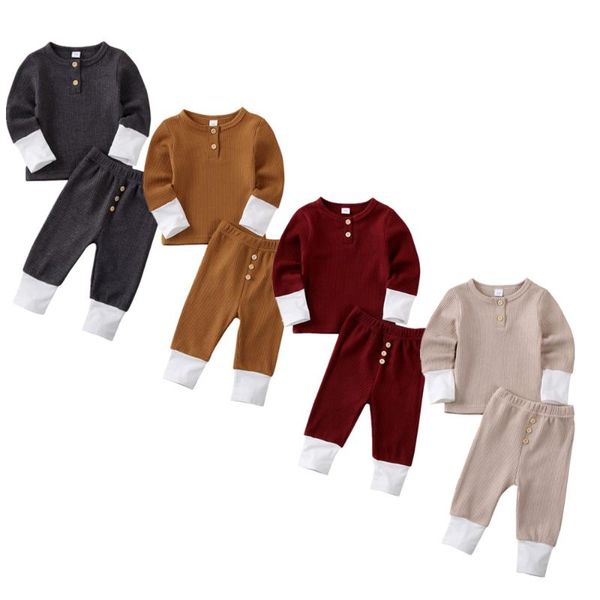

new toddler baby girl boy clothes knitted t-shirt leggings pants outfits set, White
