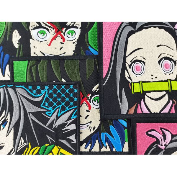 Demon Slayer Anime Nähen Vorstellungen Stickerei Patches für Kleidung Tasche benutzerdefinierte Cartoon Patch zum Aufbügeln