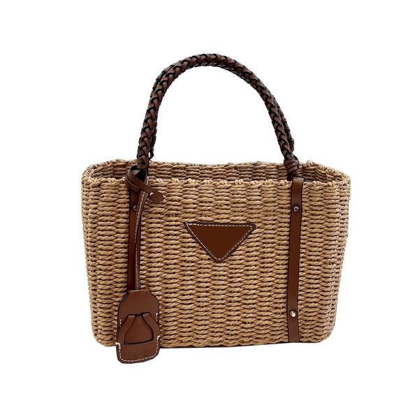 

sunshine straw womens totes shoulde bags leather diagonal crossbody p bag luxury designer handbags for women card holder small size 25*13*19