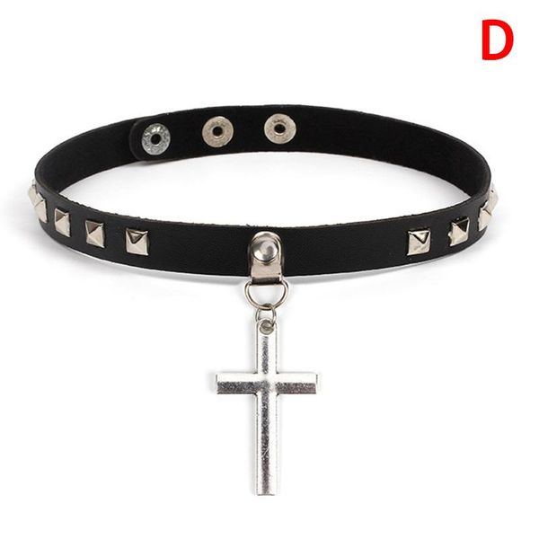 

chokers gothic pu leather cross sun key heart necklace spike choker women collar rock punk chocker statement jewelry, Golden;silver