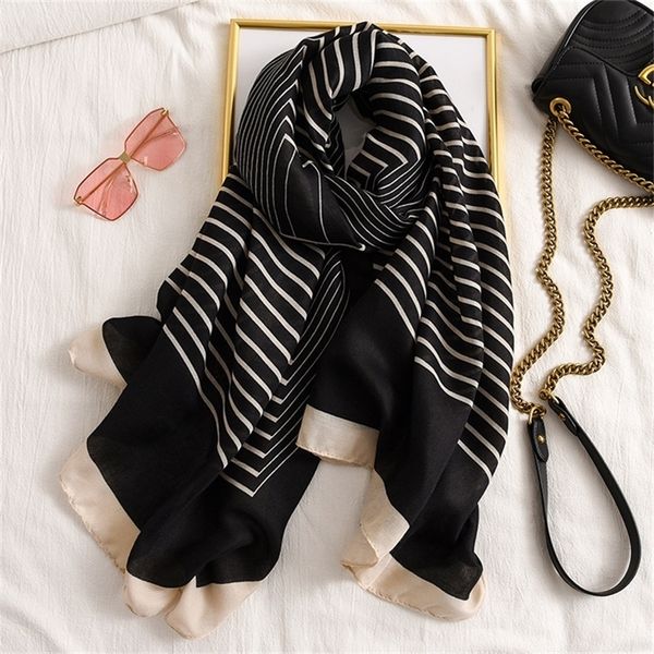 

new cotton scarf fashion print striped shawls and wraps for lady spring winter hijabs oversize pashmina foulard femme y201007, Blue;gray