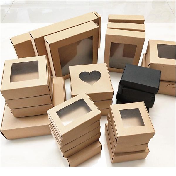 

50pcs new kraft box cute square kraft packaging box wedding party favor supplies handmade soap chocolate candy wedding jlljer