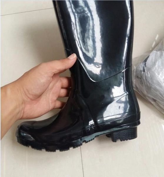 

women matte rain boots waterproof boots mid calf height rain boot tall 28cm 01, Black