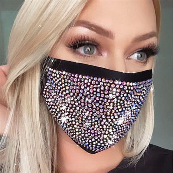 

sparkling colorful rhinestone mesh bottom hollow mask jewelry for women party crystal bling elastic decorative masks breath wmtppa xhlove