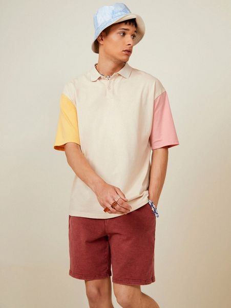 

men slant pocket track shorts 7410#, Black