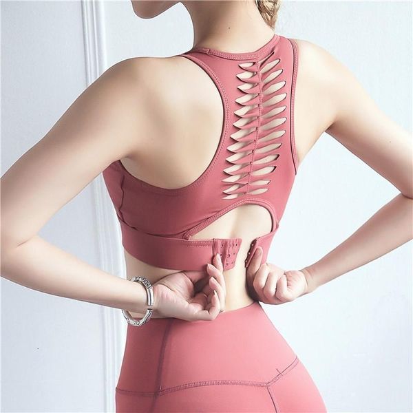 Gym Kleidung Solide Aushöhlen Sport-Bh Für Frauen Fitness Bhs Wireless Sport Tops Workout Yoga Active Wear High Impact bauchfrei