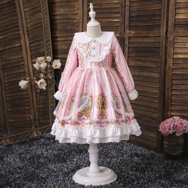 

lolita princs long bubble sve girls' children's new year's drs, Red;yellow