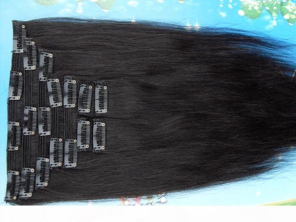 

peruvian human hair clips in wefts natural black color straight hair product can be dyed 9pieces one set beauty hair wefts