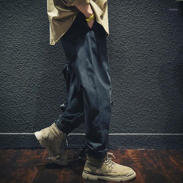 

men's pants men cargo loose trousers for fall and winter black all-match harem fashion casual1