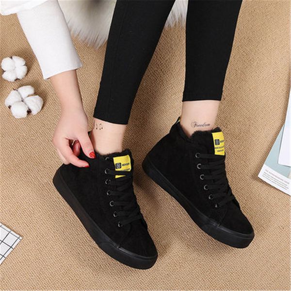 

new fashion 2021 snow laced keep warm winter with thick skin boots mujer 35-40 23lj, Black