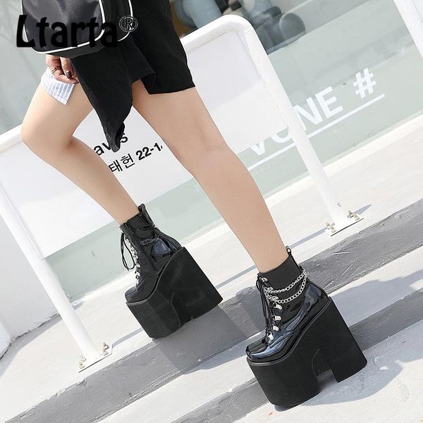 

boots ltarta 2021 fashion paragraph 17cm nightclub stage female shoes 34-43 codes show wedge high heel -168-9, Black