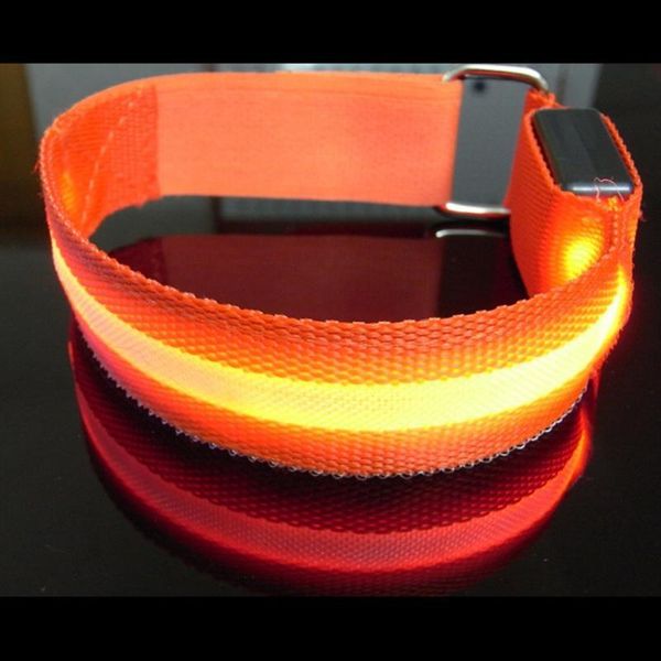 

night running arm warmer belt bike led luminous safety sports reflective strap snap wrap armband kg-210, Black;gray