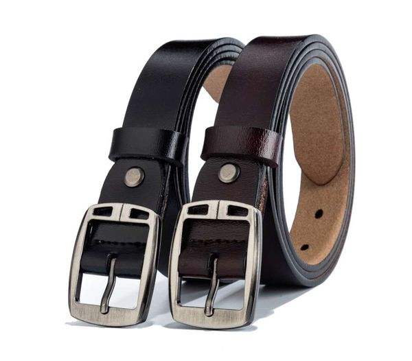 

men's pin buckle leather belt pure leather pants belt casual versatile, Black;brown