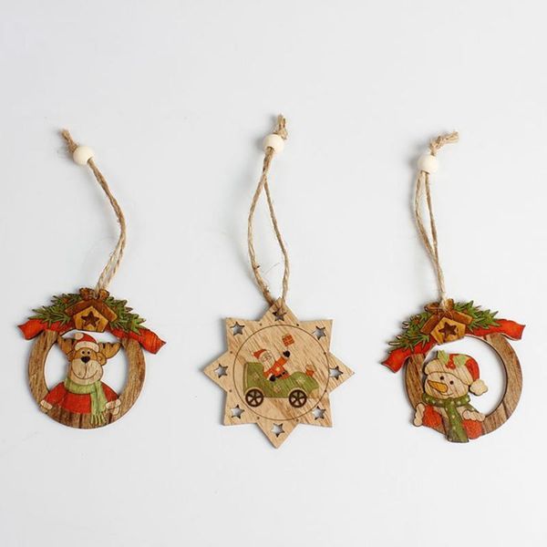 

christmas decorations color painted wooden tree hanging chrismtas pendant festive party supplies kerst decoratie natale 20211