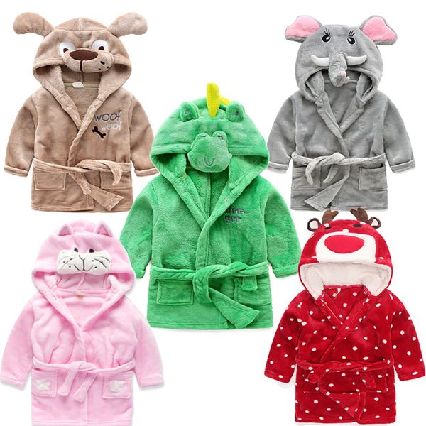 

children's cute robes sleepwear flannel hooded bath robes pajamas for toddler baby boys girls bathrobe warm clothing 201104, Blue;red
