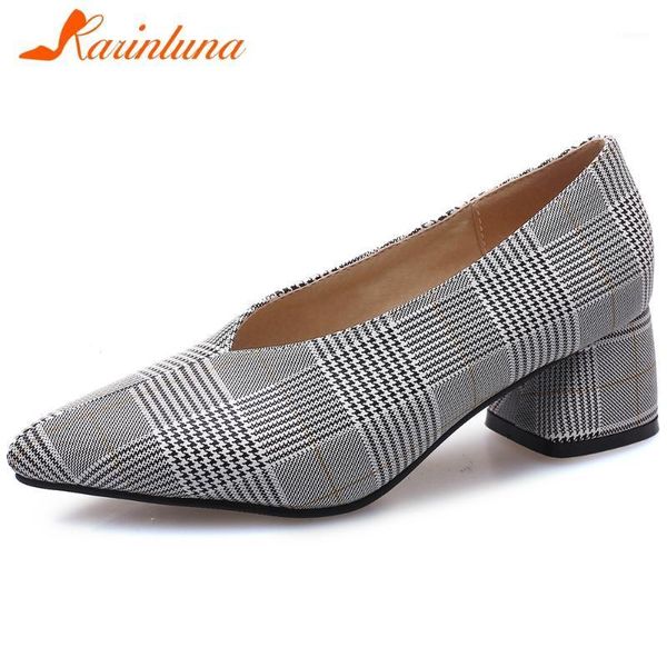

karin plus size 30-48 brand ladies shallow party pumps fashion pointed toe spring pumps women chunky heels shoes woman1, Black