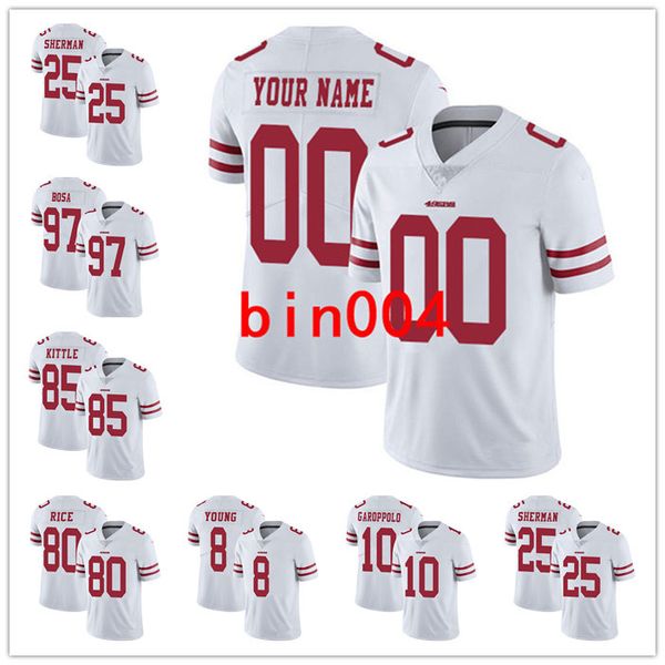 

san francisco 49ers men women youth george kittle jimmy garoppolo nick bosa limited road jersey football white vapor untouchable, Black;red