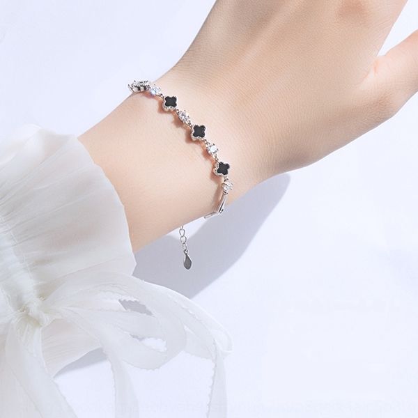 

четыре листа трава браслет braceletnational braceletfemale стерлингового серебро ins любители браслет рука украшение подарок для подруги диз, Golden;silver