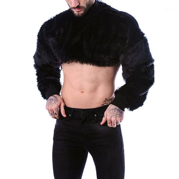 

turtleneck solid color men's sweater fur thread neck long-sleeved warm personality hipster sweater party men's clothing1, White;black
