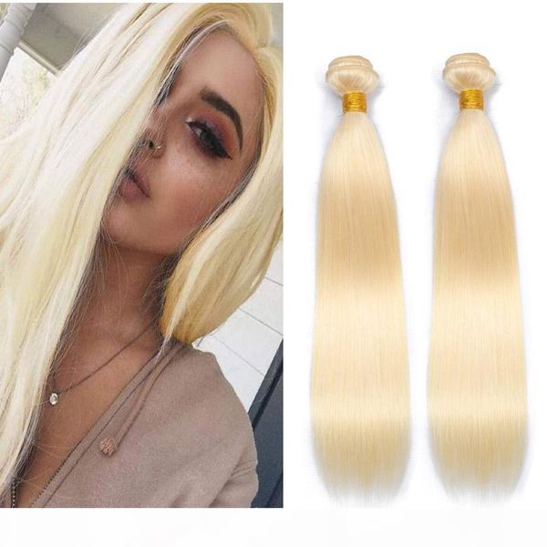 

malaysian human hair blonde 2 or 4 bundles 613# color silky straight 95-100g piece blonde light color double wefts 10-30inch, Black