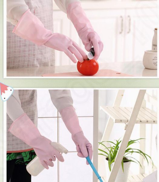 

rubber kitchen waterproof durable washing cleaning household laundry dishwashing latex gloves 3 color kka1