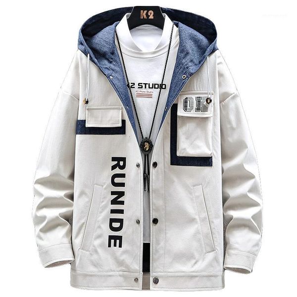 

men's jackets spring autumn hoody jacket men's hoodies cargo single-breasted hooded sweatshirts male coats with pockets coat1, Black;brown