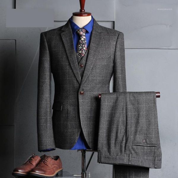 

men's suits & blazers arrivl fashion groom married suit male autumn winter three pieces single breasted formal wedding dress size m  x, White;black