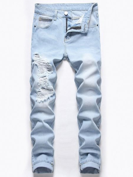 

men washed ladder distressed jeans d6ps#, Blue