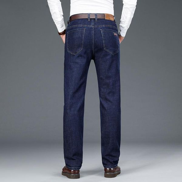 

men's jeans nigrity 2021 autumn winter regular fit casual elastic fashion stretch thick denim soft pants trousers size 28-40, Blue
