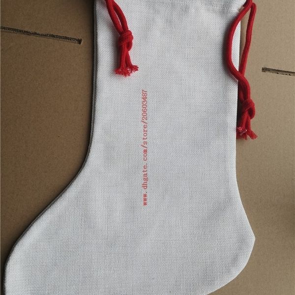 

new sublimation stocking cotton linen christmas decoration socks transfer printing blank consumables 18*38cm factory price