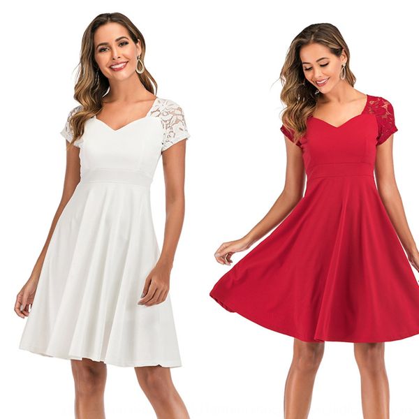 

2020 lace summer new v-neck short sleeve slim fit big girl 2020 dress dresslace dresssummer new v-neck short sleeve slim fit big, Black;gray