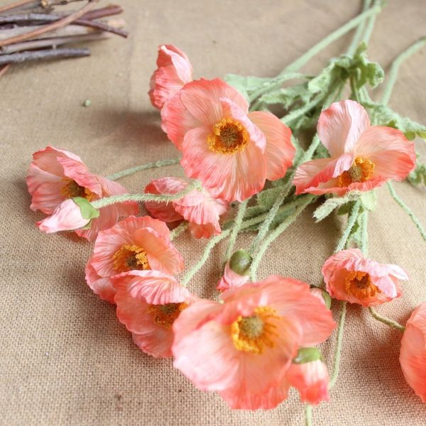 

beautiful artificial flowers poppy stem silk flowers home wedding decoration gift 1022