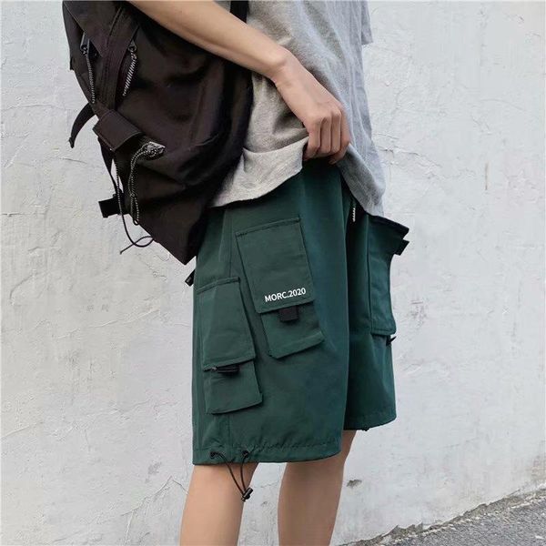 

cotton casual men's summer thin fashion loose multi pocket sports pants beach pants capris, Black
