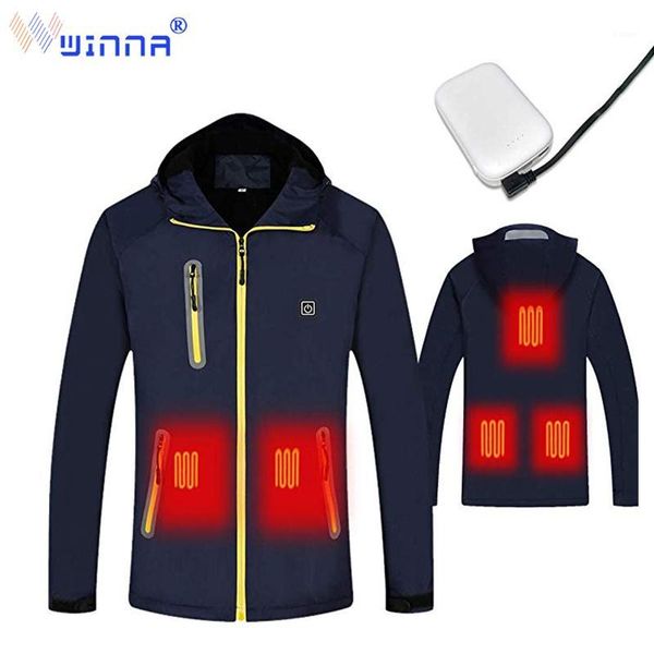 

new heating jacket with power bank thermal windproof hooded jacket winter outdoor hiking fishing skiing waterproof wind break1, Black;brown
