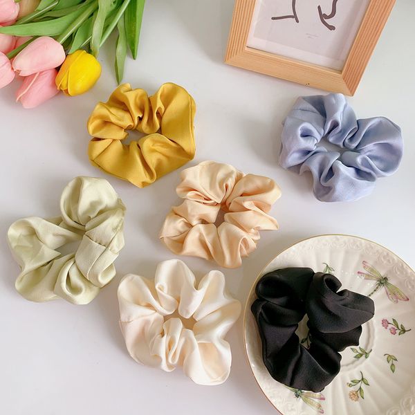 

korean-style ins online celebrity section french silk gloss satin hair band hair accessories multi-color ins blogger wrinkle gen, Brown