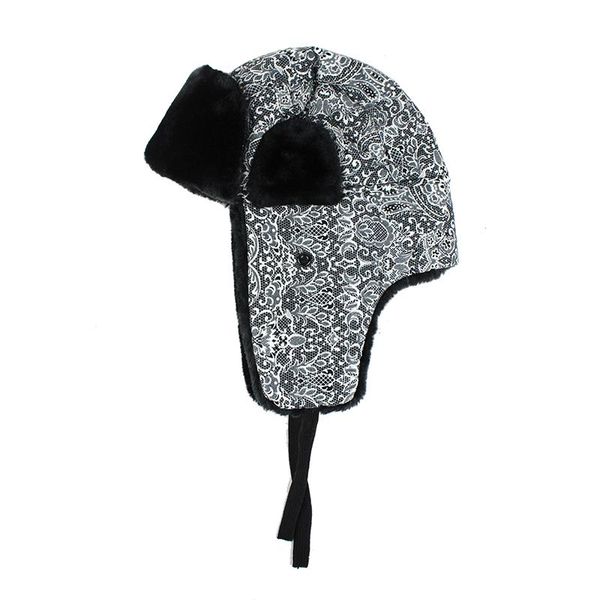 

flb] зимние шапки бомбардировщик мужчины женщины мех утолщенные ушанке winter hat earflap caps балаклава bomber шляпы для женщин фур capf18, Black;white